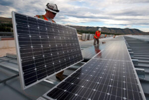 Solar PV panels being installed