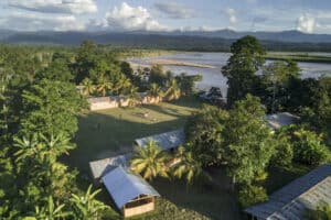 Aerial view of settlement by the Ene river, Cutivireni, Peru, home to the indigenous Asháninka people (Image credit: Cool Earth)