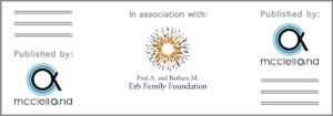 Branding block with logos of McClelland Media and Sponsor The Fred A. and Barbara M. Erb Family Foundation.